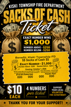 Load image into Gallery viewer, Sacks of cash tickets
